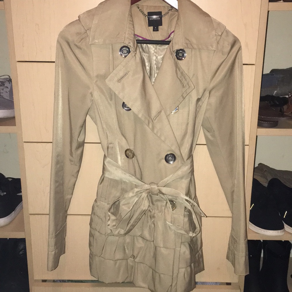 Express Khaki Skirted Trench Coat